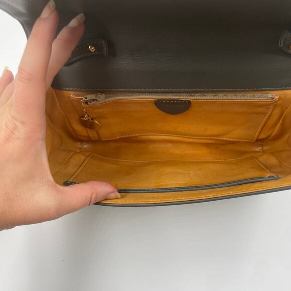 Celine Vintage Gray Leather Crossbody Bag Purse WOC Wallet on Chain Mini Clutch - Picture 11 of 12